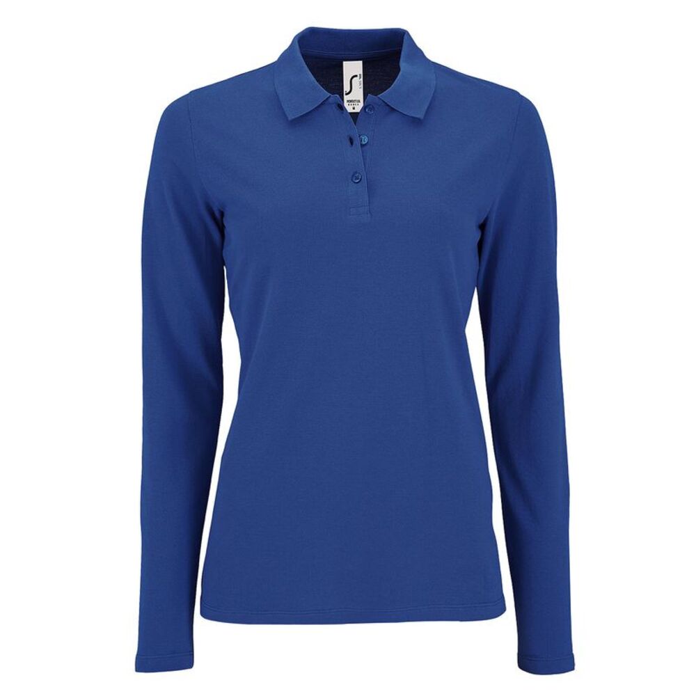 SOLS Womens/Ladies Perfect Long Sleeve Pique Polo Shirt / Royal Blue